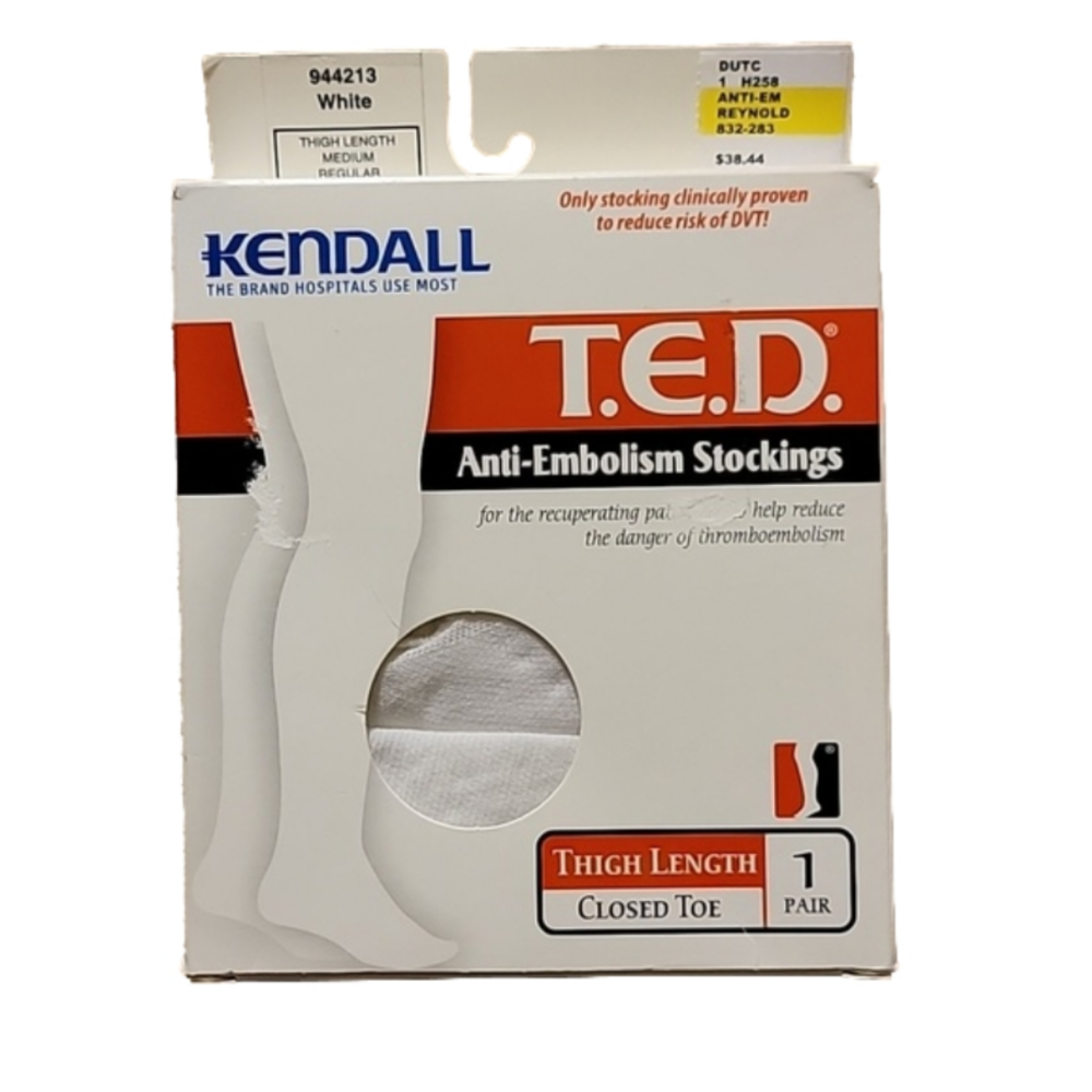 Kendall T.E.D Anti-Embolism White Thigh High Stockings Size Medium NWT